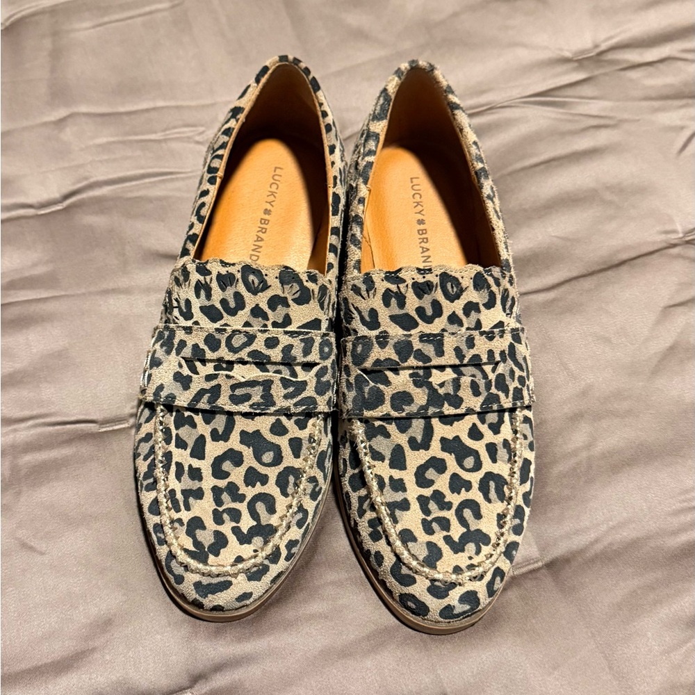 Lucky Brand Women’s Leopard-Print Slip-On Loafers - Beige and Black